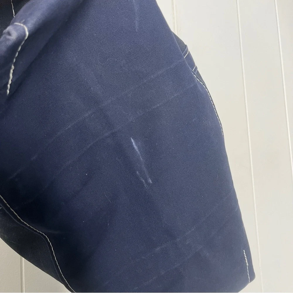 L.L. Bean Boat and Tote Striped Canvas Bag Navy & Cream Zip Top Large - Picture 14 of 14